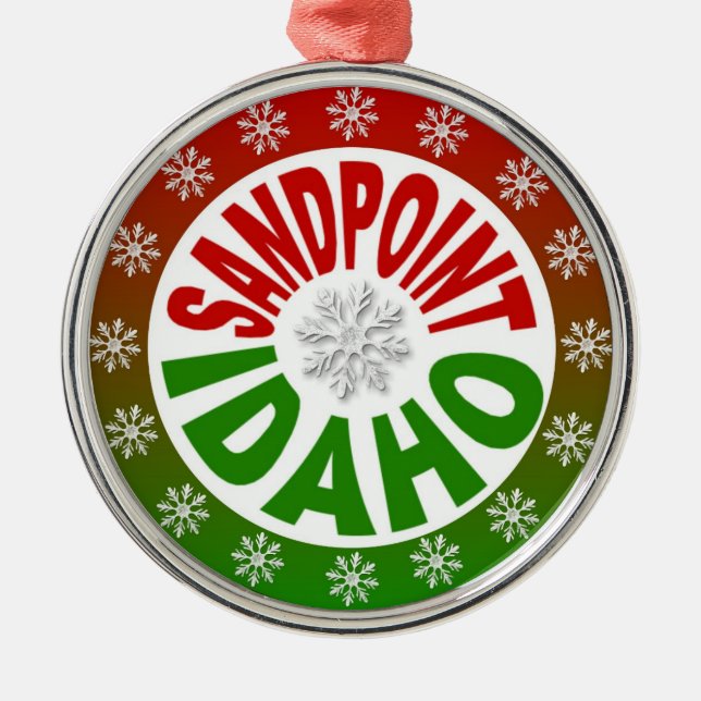 Sandpoint Idaho röd grön prydnad Julgransprydnad Metall (Framsidan)