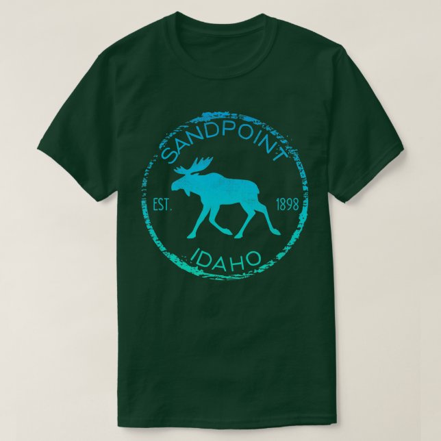 Sandpoint Idaho Weathered Moose Lover Design Souve T Shirt (Design framsida)