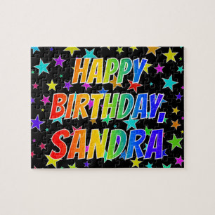 "SANDRA" Första Namn, Roligt "GRATTIS PÅ FÖDELS Pussel