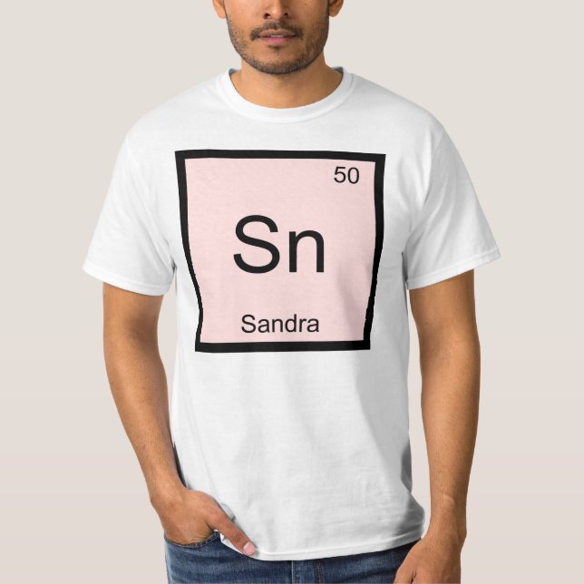 Sandra Namn kemi Inslag Periodic Bord Tee Shirt (Framsida)