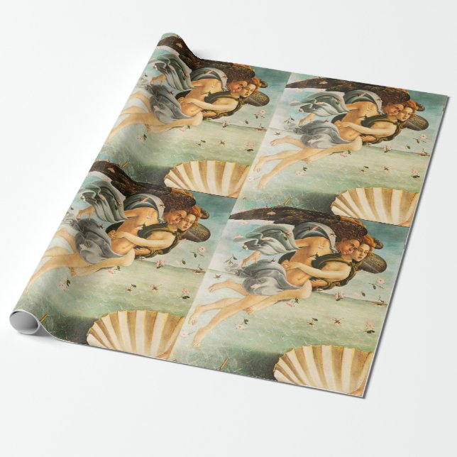 Sandro Botticelli Birth of Venus Zephyrus, Kloris Presentpapper (Utrullad)