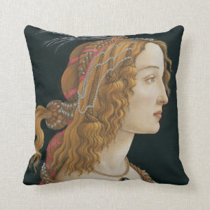 Sandro Botticelli - Idealiserad Porträtt i Dam Kudde