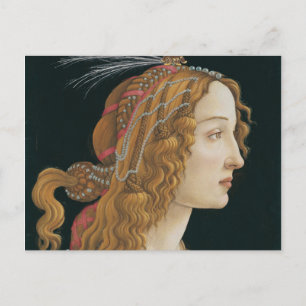 Sandro Botticelli - Idealiserad Porträtt i Dam Vykort