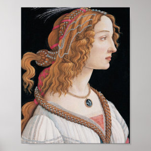 Sandro Botticelli-isolerad Porträtt av Dam Poster