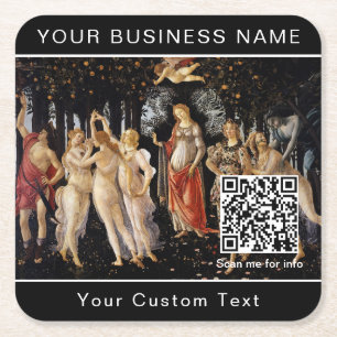 Sandro Botticelli - La Primavera - QR-kod Underlägg Papper Kvadrat