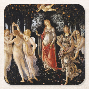 Sandro Botticelli - La Primavera Underlägg Papper Kvadrat