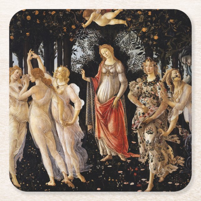 Sandro Botticelli - La Primavera Underlägg Papper Kvadrat (Framsidan)
