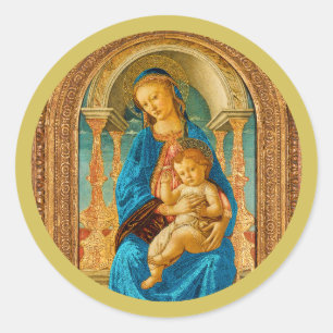 Sandro Botticelli Madonna och Child c 1470 Runt Klistermärke