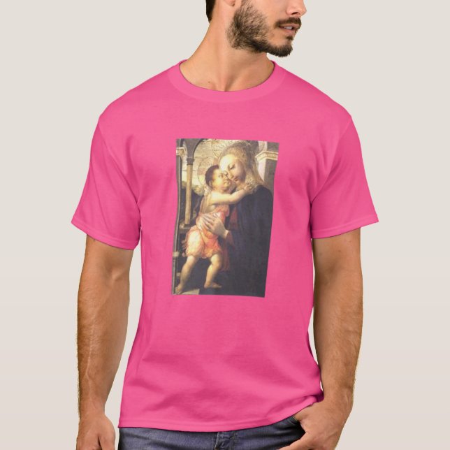 Sandro Botticelli Madonna och Child Classic Retro T Shirt (Framsida)