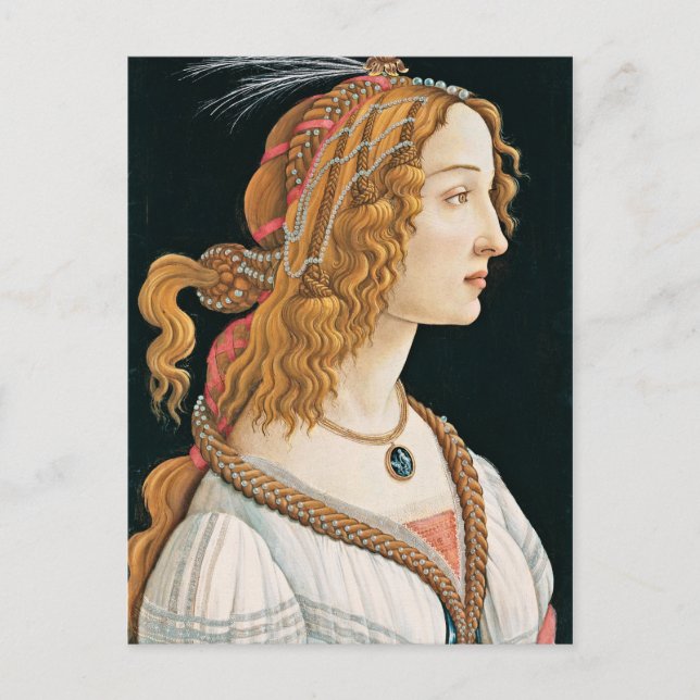Sandro Botticelli - Porträtt i en ung kvinna Vykort (Framsida)