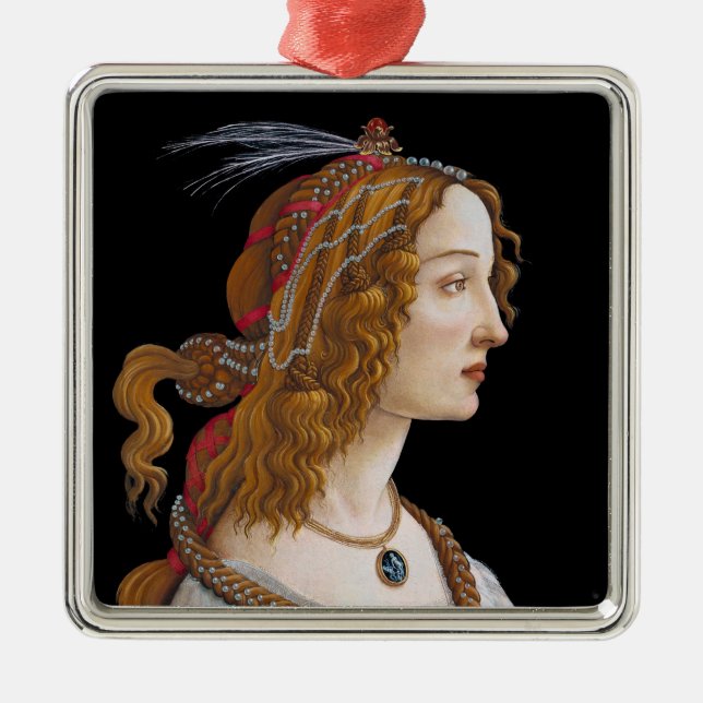 Sandro Botticelli - Porträtt i Simonetta Vespucci Julgransprydnad Metall (Framsidan)