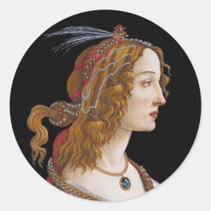 Sandro Botticelli - Porträtt i Simonetta Vespucci Runt Klistermärke
