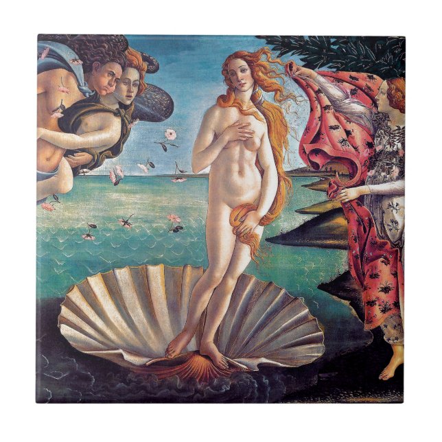 Sandro Botticelli - Venus födelse - Fin konst Kakelplatta (Framsidan)