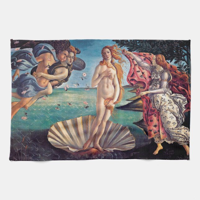 Sandro Botticelli - Venus födelse - Fin konst Kökshandduk (Horisontell)