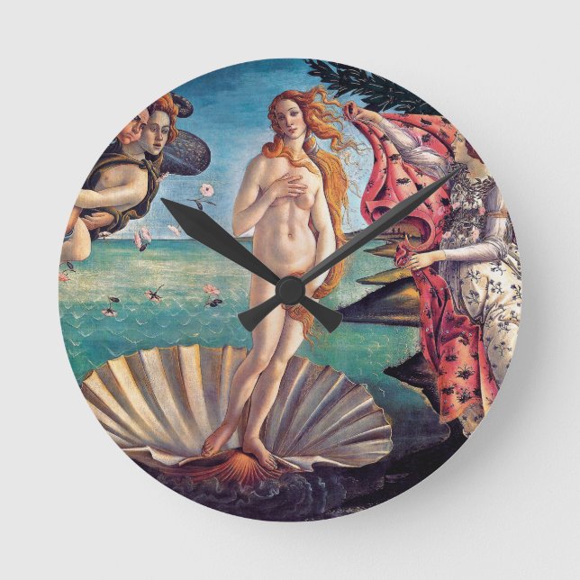 Sandro Botticelli - Venus födelse - Fin konst Rund Klocka (Framsida)