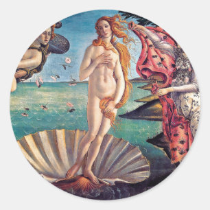 Sandro Botticelli - Venus födelse - Finkonst Runt Klistermärke