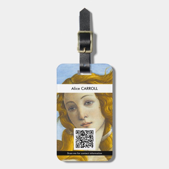 Sandro Botticelli - Venus födelse - QR-kod Bagagebricka (Vertikal Framsida)