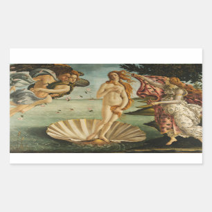 Sandro Botticelli - Venus födelse Rektangulärt Klistermärke