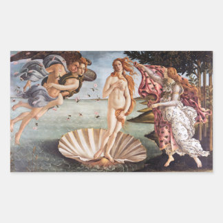 Sandro Botticelli - Venus födelse Rektangulärt Klistermärke