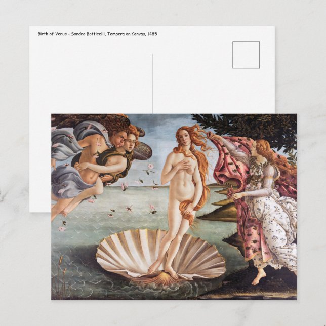 Sandro Botticelli - Venus födelse Vykort (Fram/baksida)