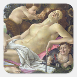 Sandro Botticelli - Venus och Mars, höger Fyrkantigt Klistermärke