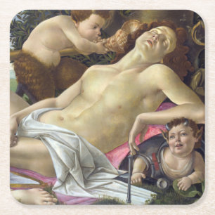 Sandro Botticelli - Venus och Mars, höger Underlägg Papper Kvadrat