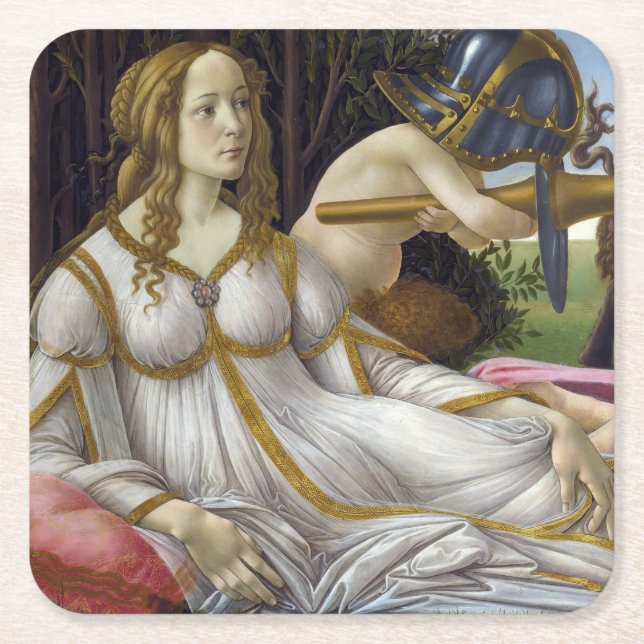Sandro Botticelli - Venus och Mars, lämnat sida Underlägg Papper Kvadrat (Framsidan)
