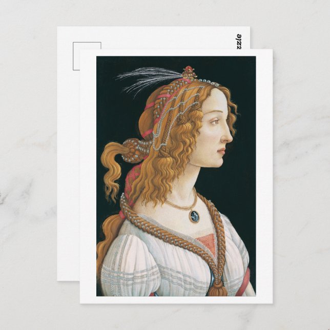 Sandro Botticelli's I Porträtt i Dam (1480) Vykort (Fram/baksida)