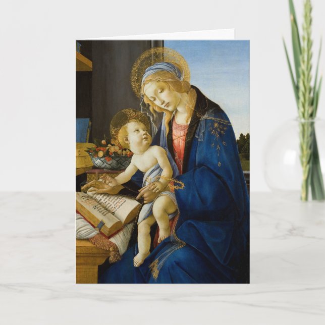 Sandro Botticellis Madonna med boken Jesusbarnet Helgkort (Framsida)