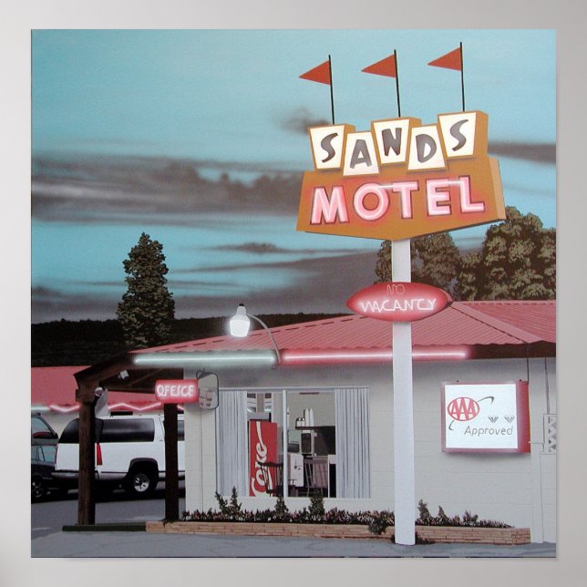 Sands Motel on Route 66 Retro Neon Poster (Framsidan)