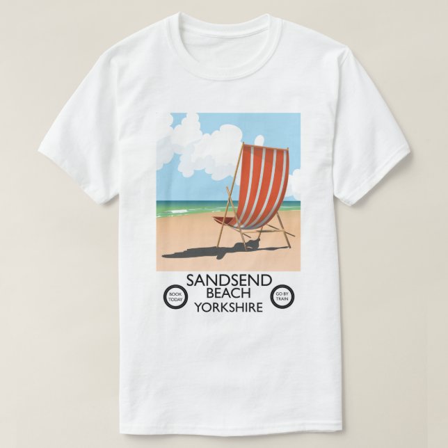Sandsend Beach yorkshire Beach affisch T Shirt (Design framsida)