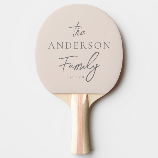 Sandslott Rosa Handskriven Familjenamn Pingisracket (Framsidan)