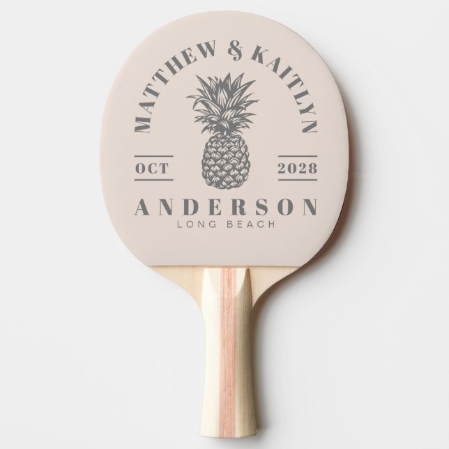Sandslott Rosa Tropisk Ananas Bröllopskrona Pingisracket (Framsidan)