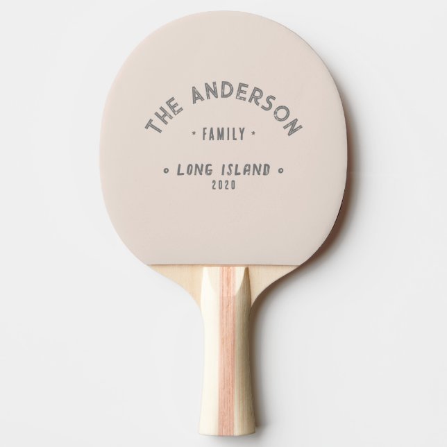 Sandslott Rosa Vintage Kust Familjenamn Pingisracket (Framsidan)