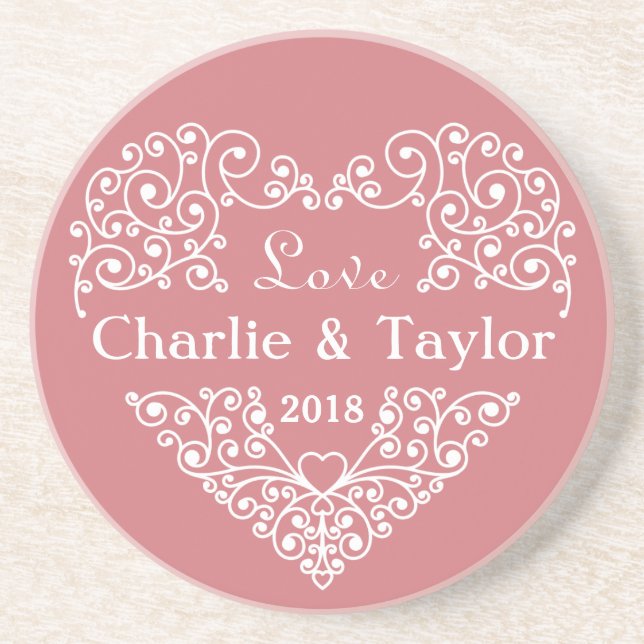 Sandsten för anpassningsbar av ornamental Heart un Underlägg Sandsten (Framsidan)