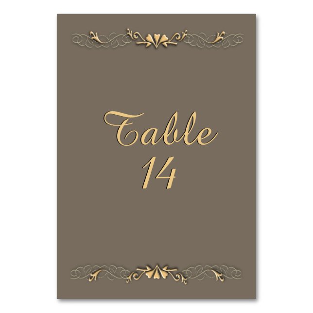 Sandsten och Guld Bord Nummer Bordsnummer (Baksidan)