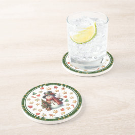 Sandstens Coaster Snömannen och julgodis Underlägg