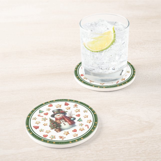Sandstens Coaster Snömannen och julgodis Underlägg (Sidan)