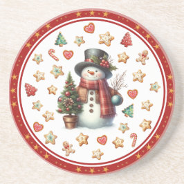 Sandstens Coaster Snömannen och julgodis Underlägg