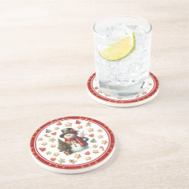 Sandstens Coaster Snömannen och julgodis Underlägg