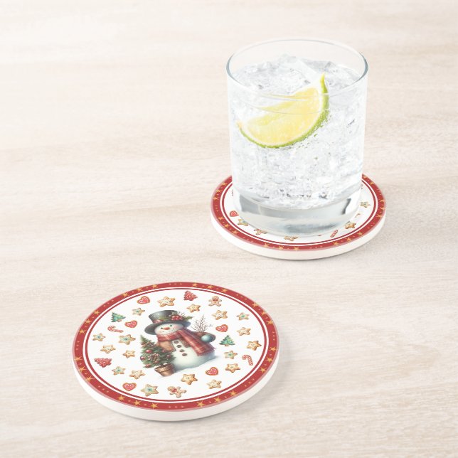 Sandstens Coaster Snömannen och julgodis Underlägg (Sidan)