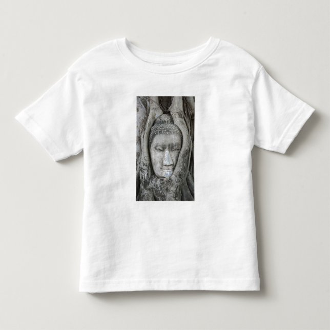 Sandstenshuvud av Buddha omgivet av träd T Shirt (Framsida)