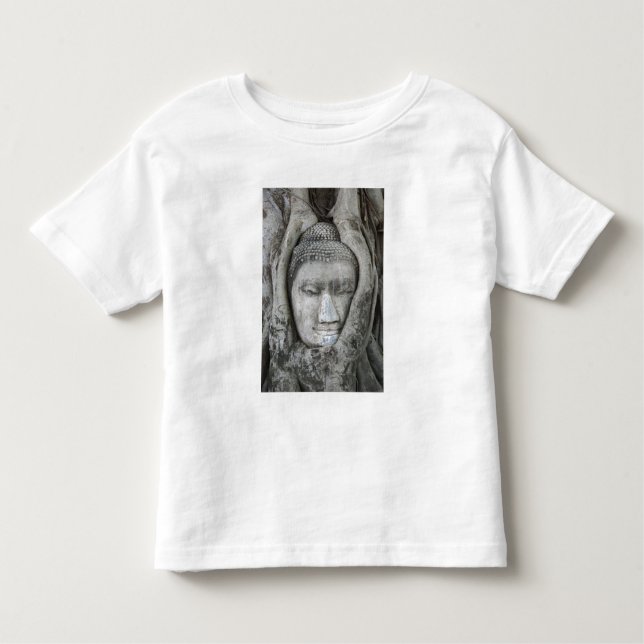 Sandstenshuvud i Buddha omgiven av träd T Shirt (Framsida)