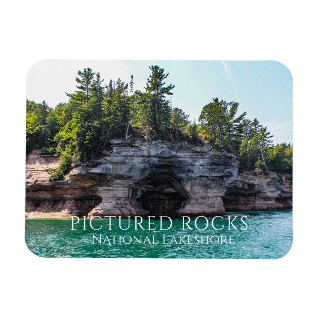Sandstone Bluffs, Caves, Pictured Sten, Michigan Magnet (Horisontell)