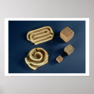 Sandstone Dice och Terracotta maze-vilt, Harappa Poster