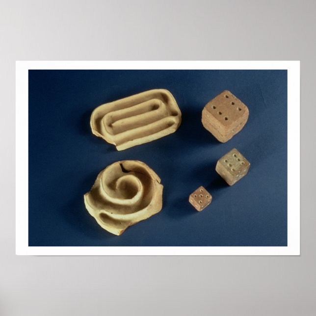 Sandstone Dice och Terracotta maze-vilt, Harappa Poster (Framsidan)