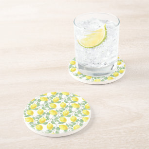 Sandstone Lemon Mönster Round Underlägg