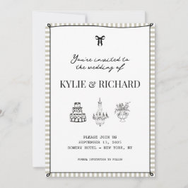 Sandstone Stripe Gräns Spara datum Inbjudningar