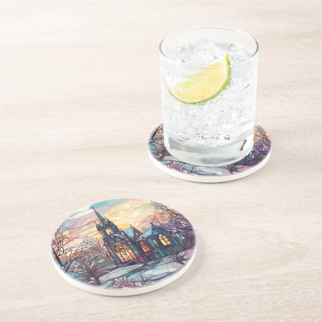 Sandstone-Underlägg av fastfärgad glaskyrka Underlägg (Sidan)