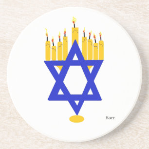 Sandstone Underlägg Hanukkah Menorah